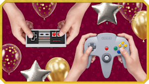 NSO N64 Controller and Majora's Mask game art on a TV